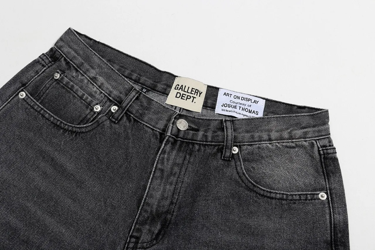 p230 (detail picture) 636#Gallery Dept New Basics Washed Black Gray Flared Splicing Jeans American Retro Casual Pants Black Gray S~XL